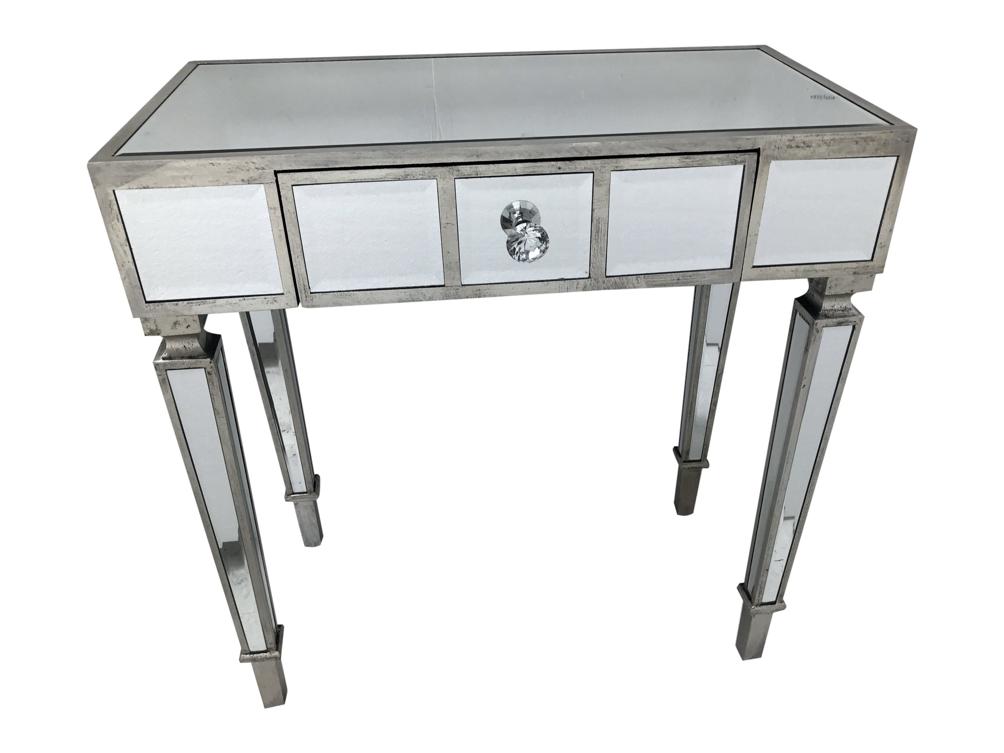Mirrored Console Table with a single drawer and diamante handle