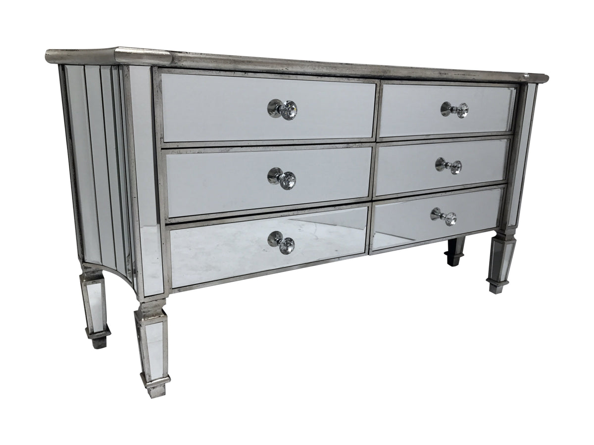 Glass Sideboard With 6 Drawers, view from the right angle