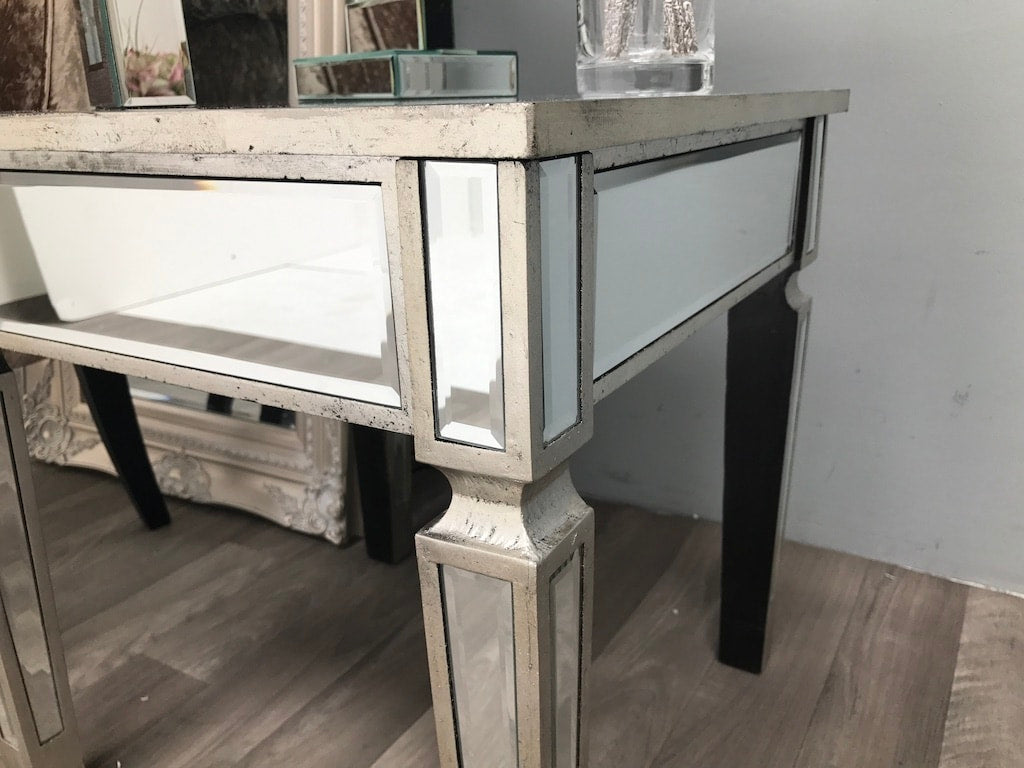 Small mirrored side table stool