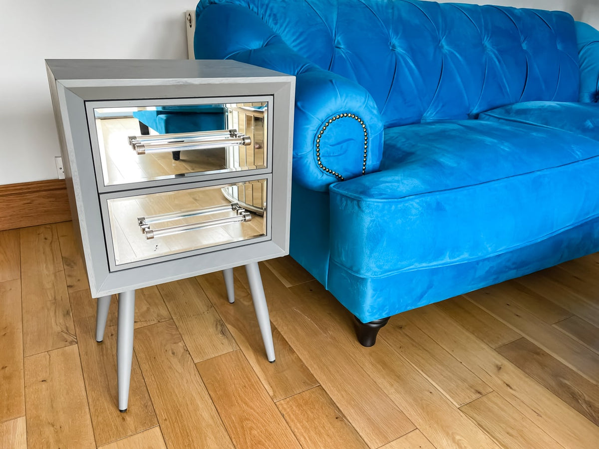 Carnaby Mirrored Bedside Table with 2 Draws