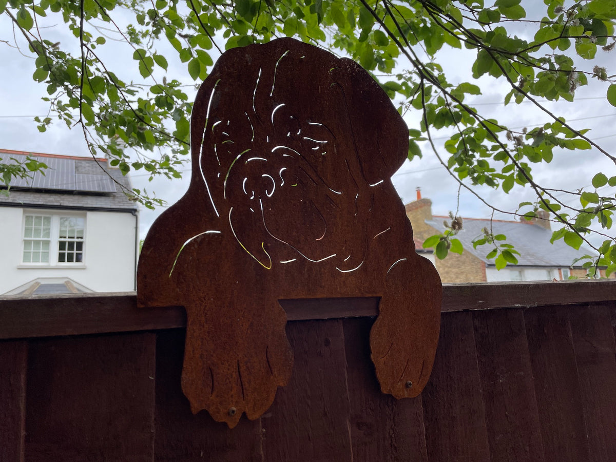 Metal Garden Dog on Fence &gt;&gt; Rustic Art