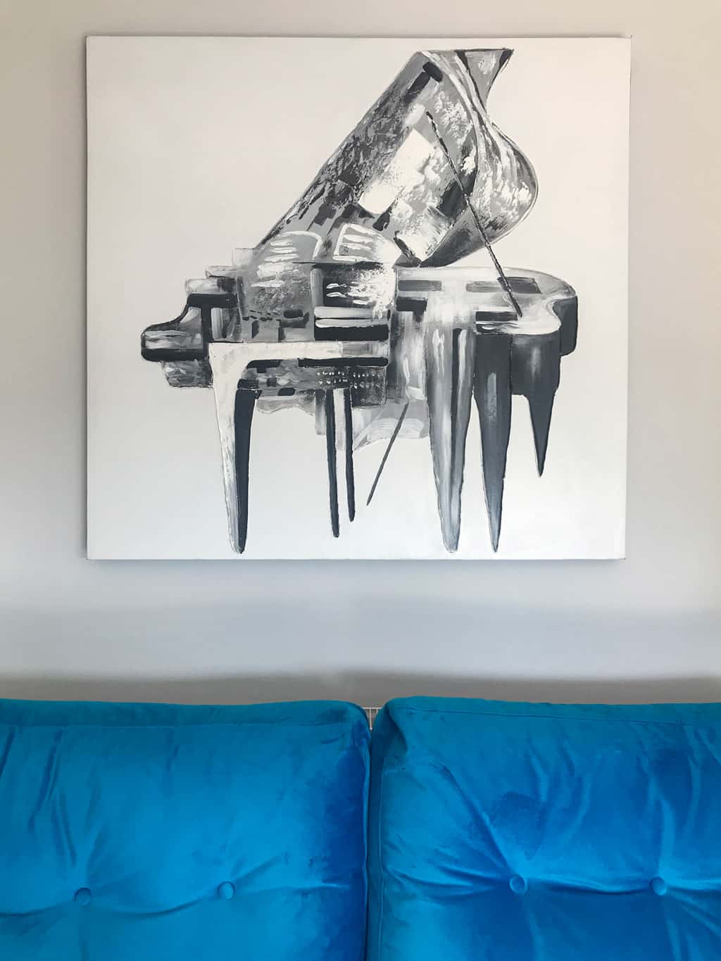 Monochrome Abstract Piano Wall Art Painting on Canvas