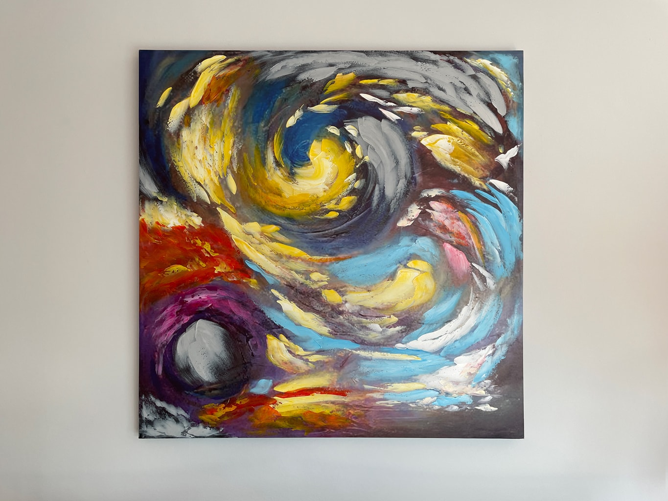 Abstract Wrapped Canvas Painting in Colour