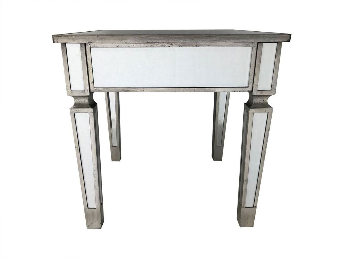 Silver Charleston Mirrored Side Table