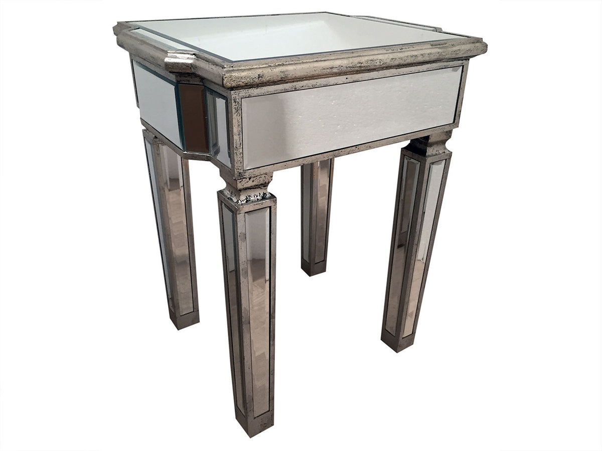 Mirrored End Table or Stool » Vintage Silver