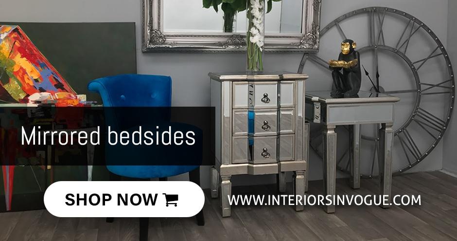Mirrored bedside tables by Interiors InVogue