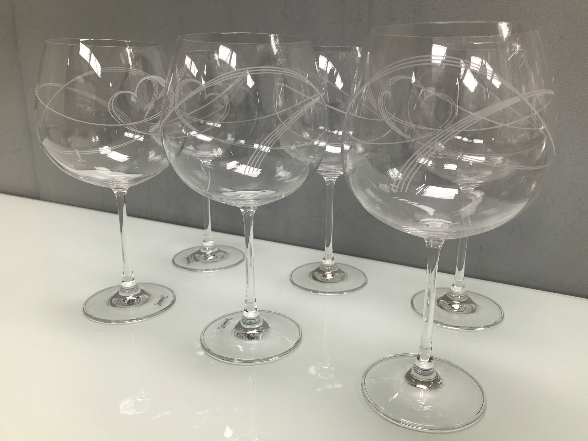 Swirl Heart Gin Glass - part of set of 6 drinking glasses