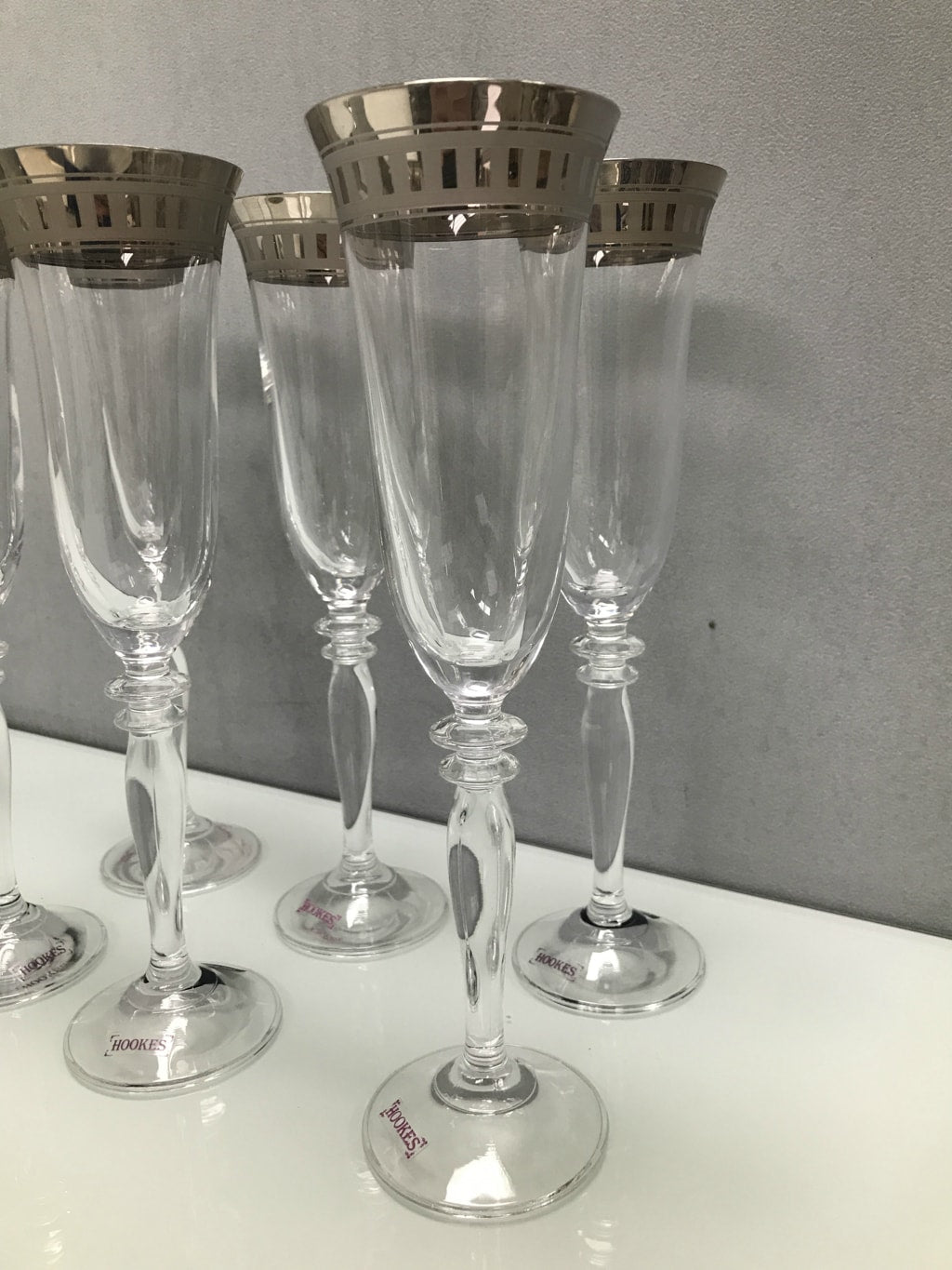 6 set Platinum Rim Flutes drinking glass