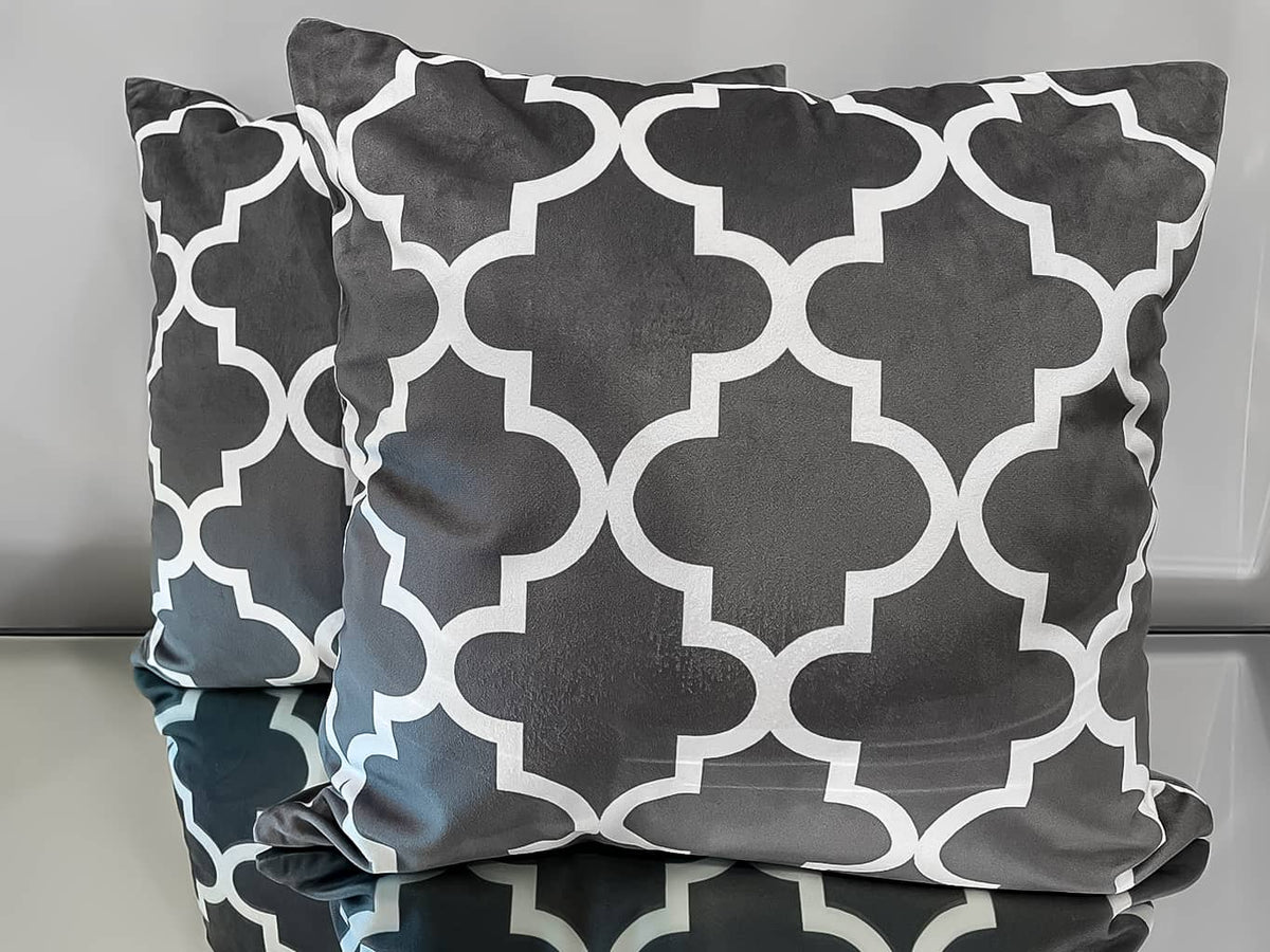 Pair of square Grey Velvet Cushions 40cm