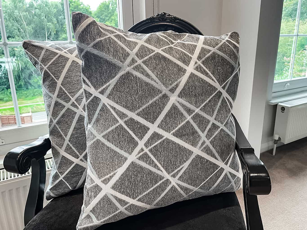 Pair of Grey and Silver Decorative Cushions