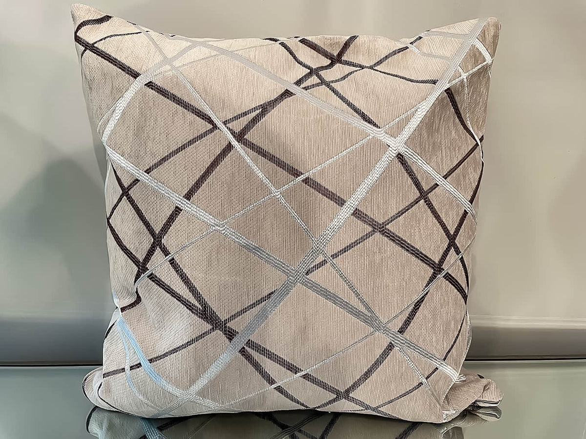 Beige and Silver Decorative Throw Pillow