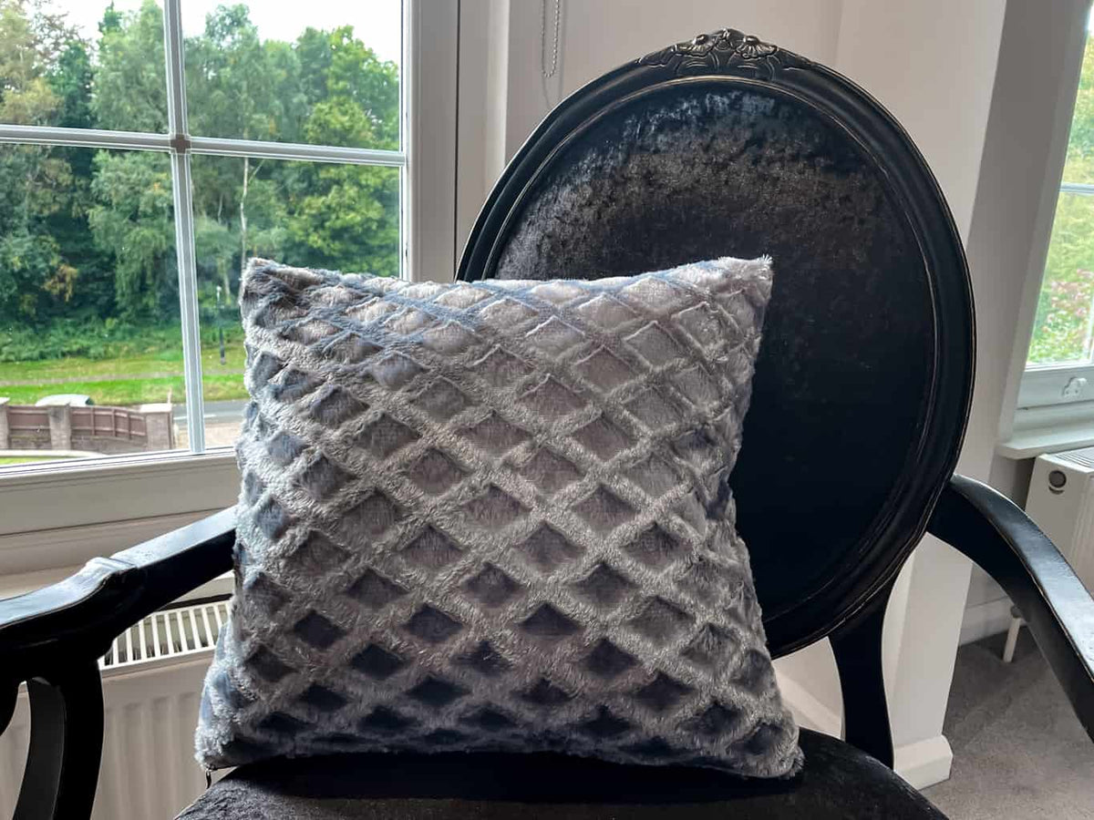 Soft Furry Grey Accent Cushion