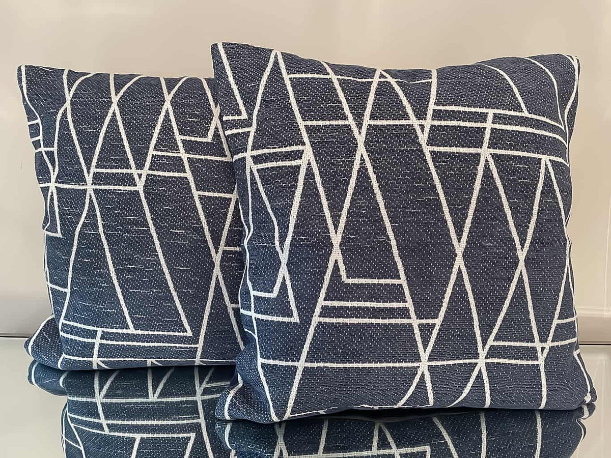 Pair of Square Navy Pillows 40x40cm