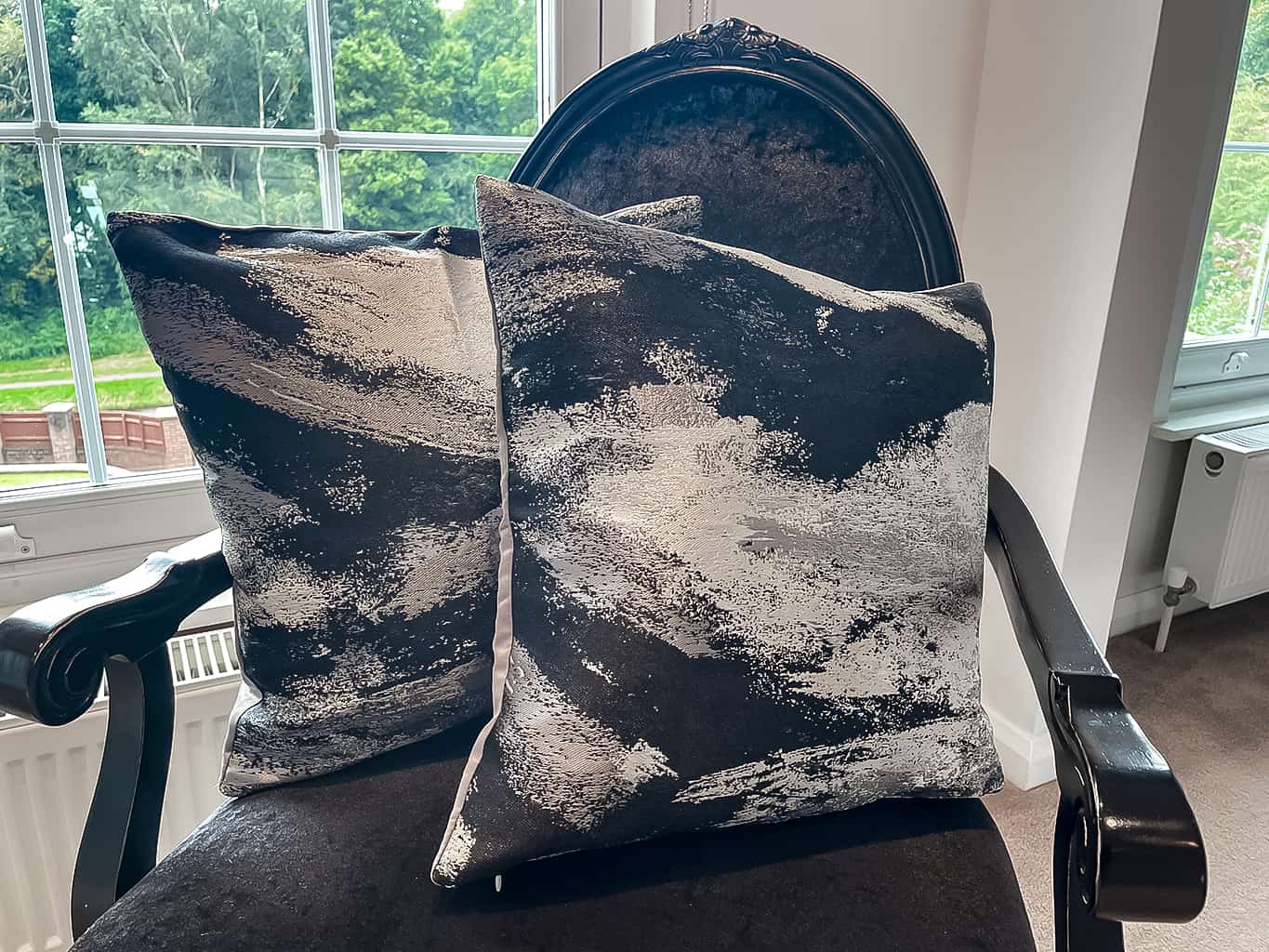Black and Silver Abstract Designer Cushion