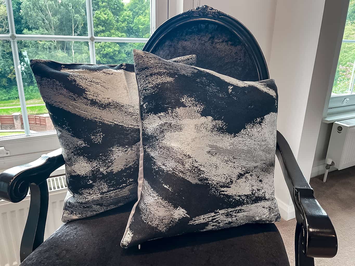 Black and Silver Abstract Designer Cushion