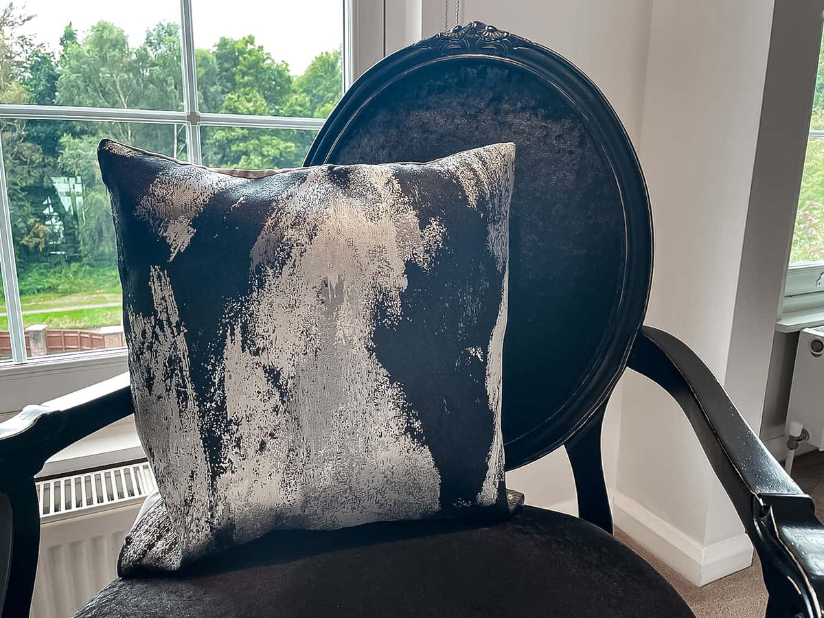 Black and Silver Abstract Designer Cushion Size 40x40cm