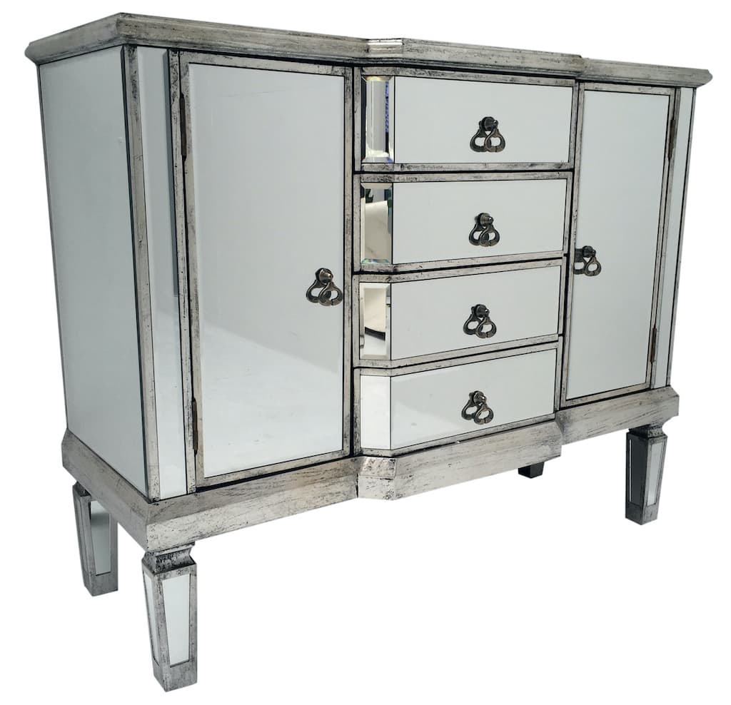 Charleston Mirrored Sideboard with 4 Drawers and 2 Cupboards