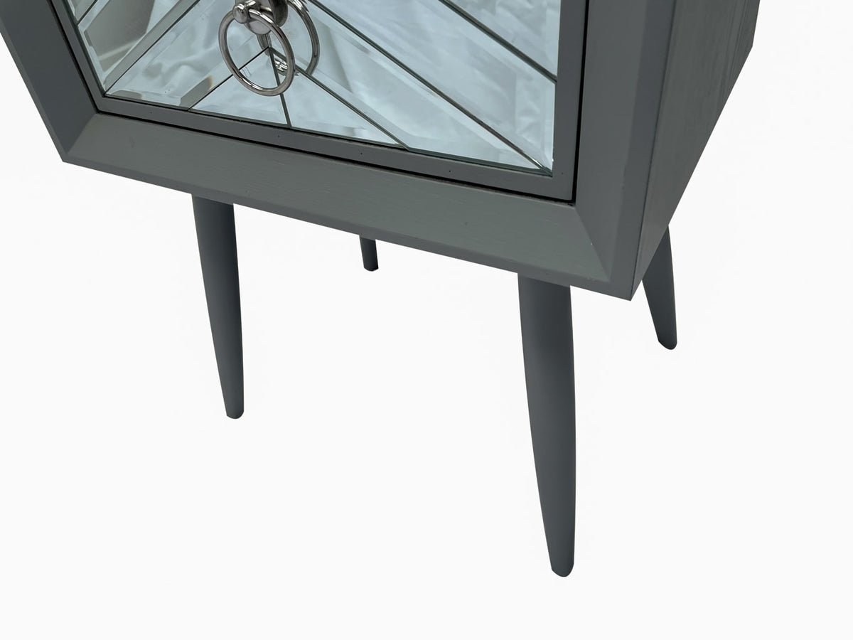 Grey Mirrored night stand with 2 draws