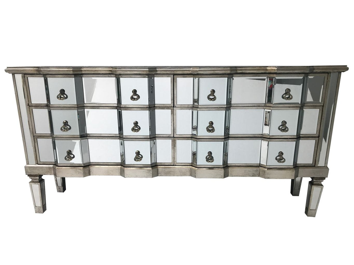 Charleston glass chest of six drawers, front view