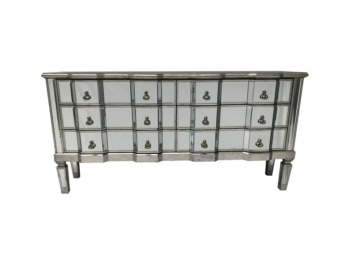 Charleston mirrored long chest, front view
