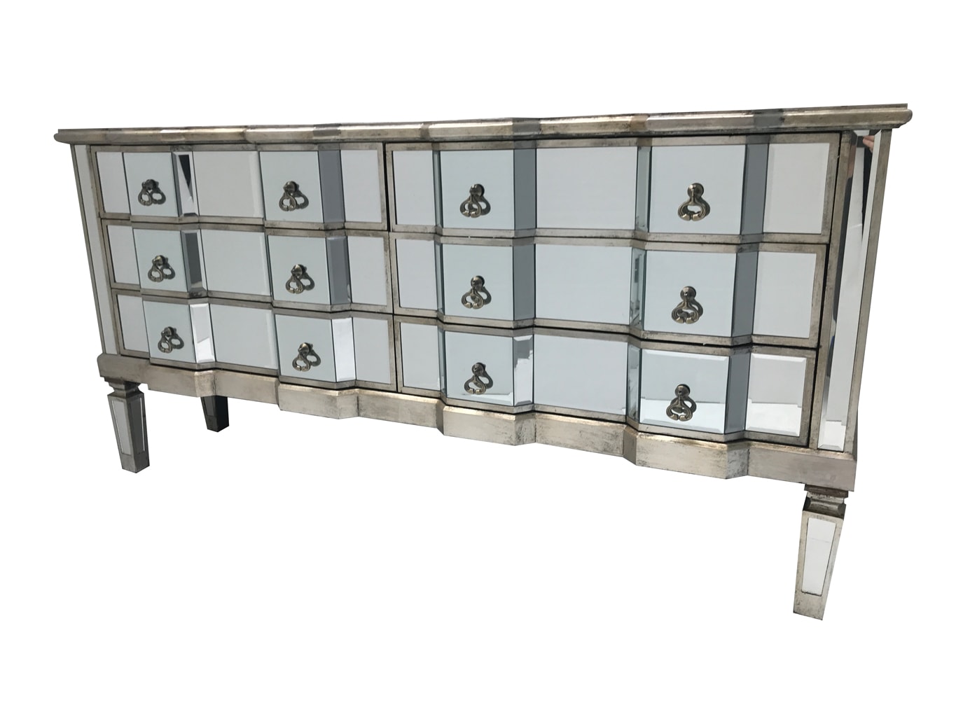 Charleston mirrored long chest, front view