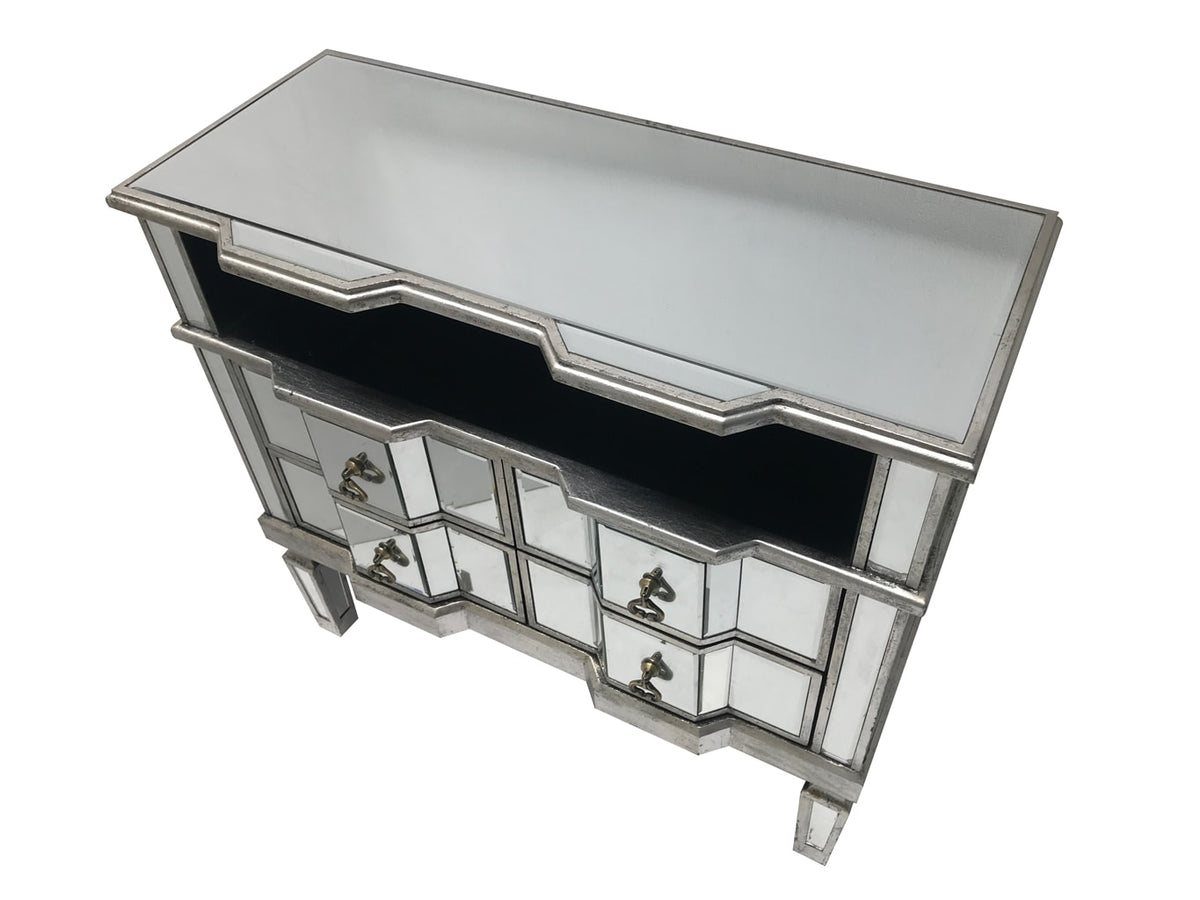 Mirrored TV cabinet, view from the top