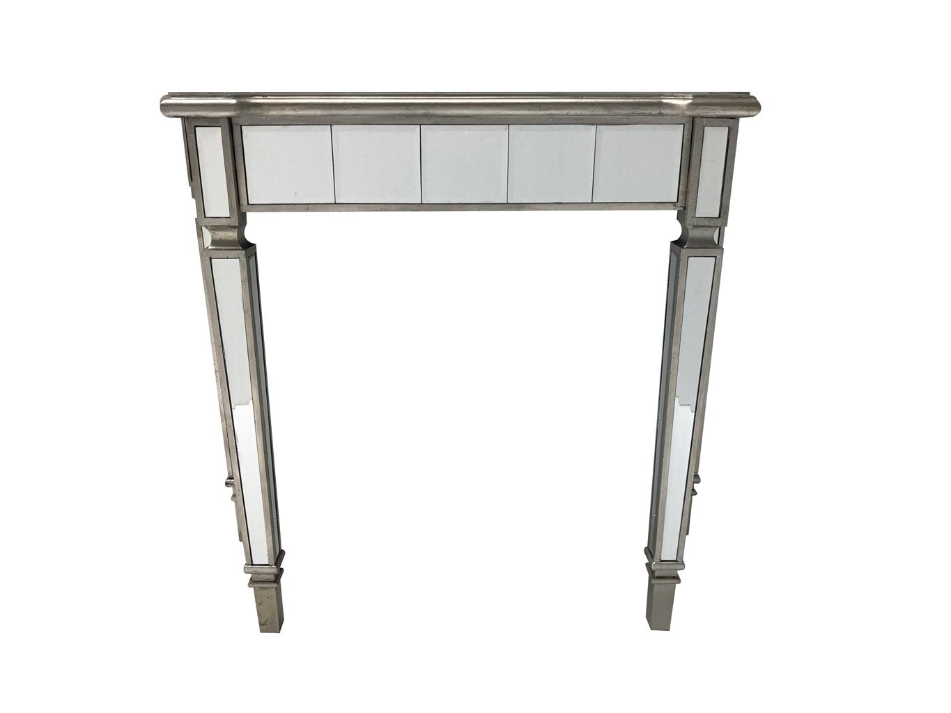 Slim mirrored console table, front view