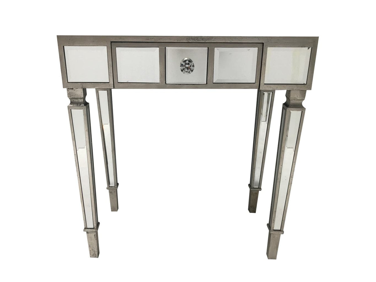 Mirrored Console Table with a single drawer and diamante handle