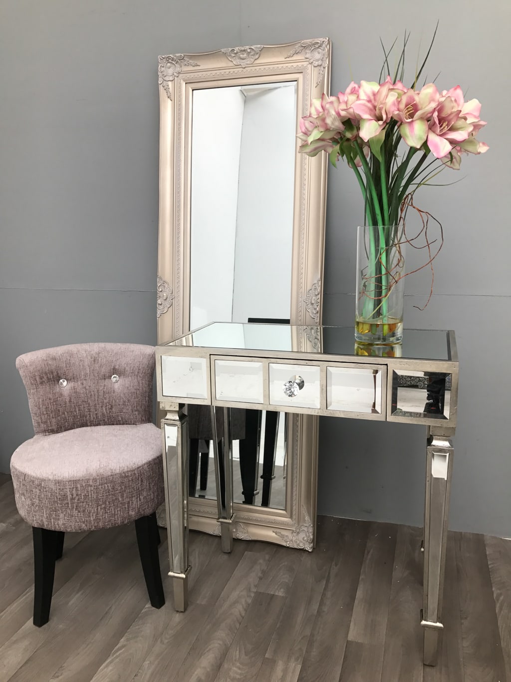 Mirrored Console Table With Single Drawer - Modern Finish Hollywood