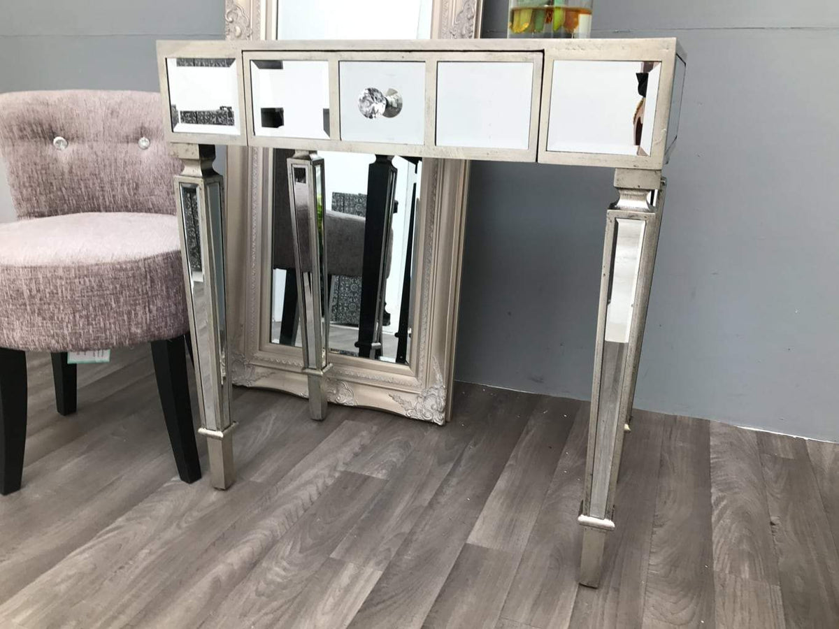 Mirrored Dressing Table with 1 Drawer and diamante handle  - Hollywood Collection