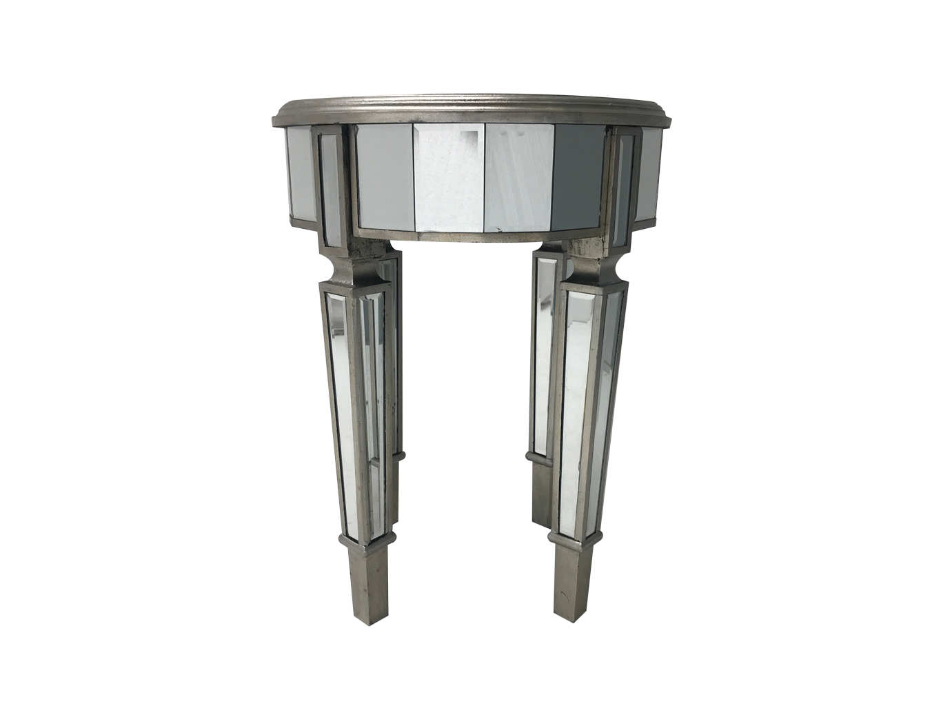 Round Mirrored Side Table