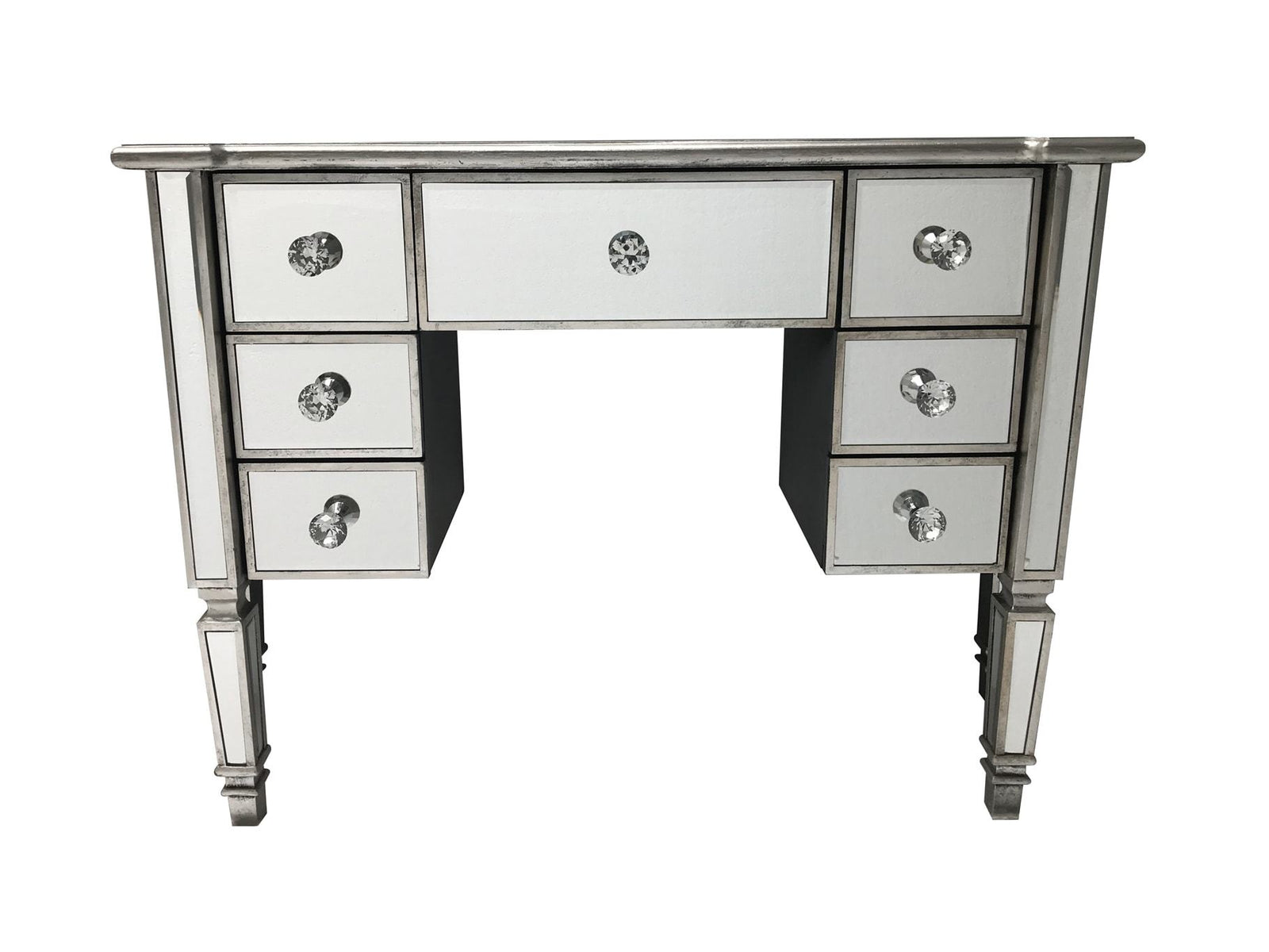 Mirrored dressing table with seven drawers, front view
