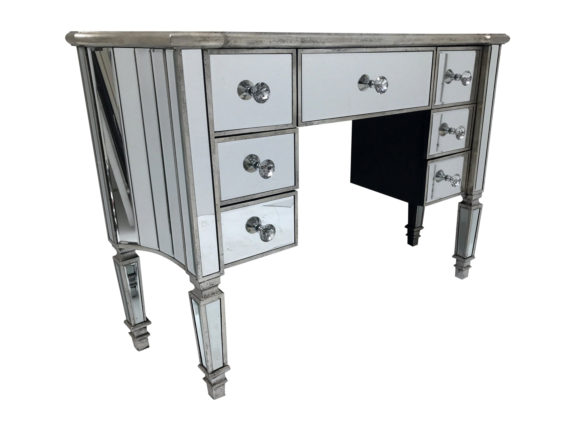 Mirrored dressing table with seven drawers, front view