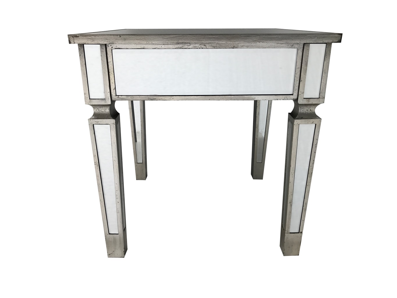 Mirrored Side Table With Vintage Wooden Edge And Mirror Top Charleston