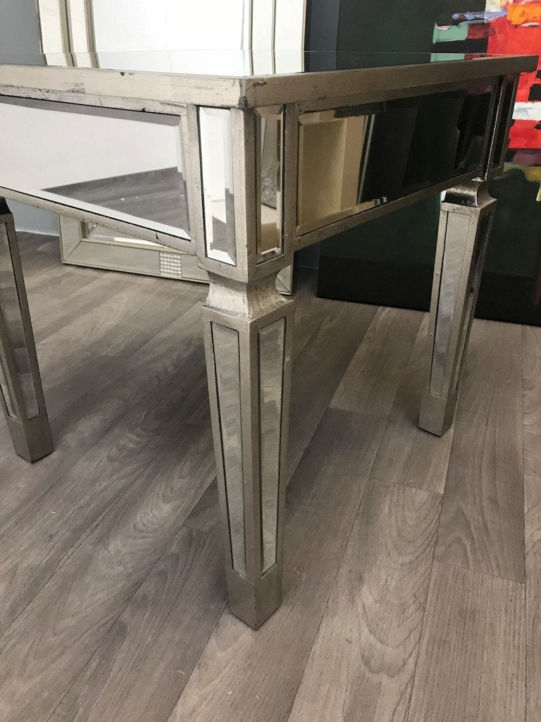 Small rectangle silver mirrored side table