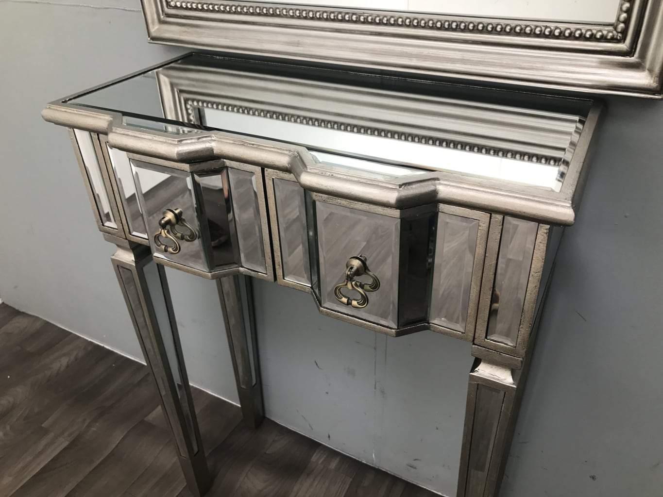 Charleston Console Table with Two Drawers and Unique Handles