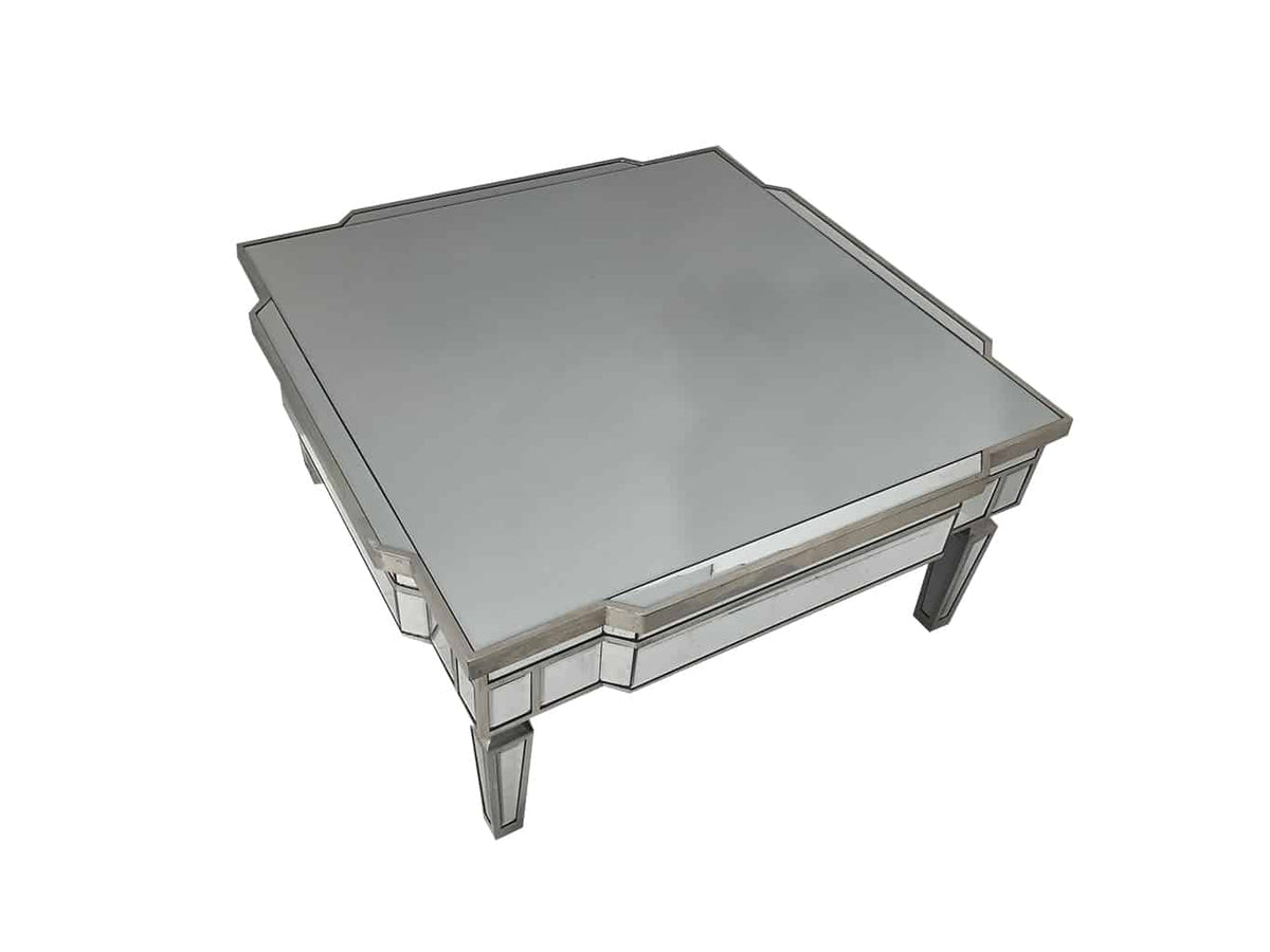 Charleston Square Mirrored Coffee Table with Silver Finish