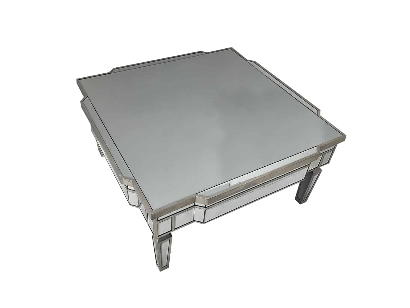 Square Mirrored Coffee Table with Silver Finish