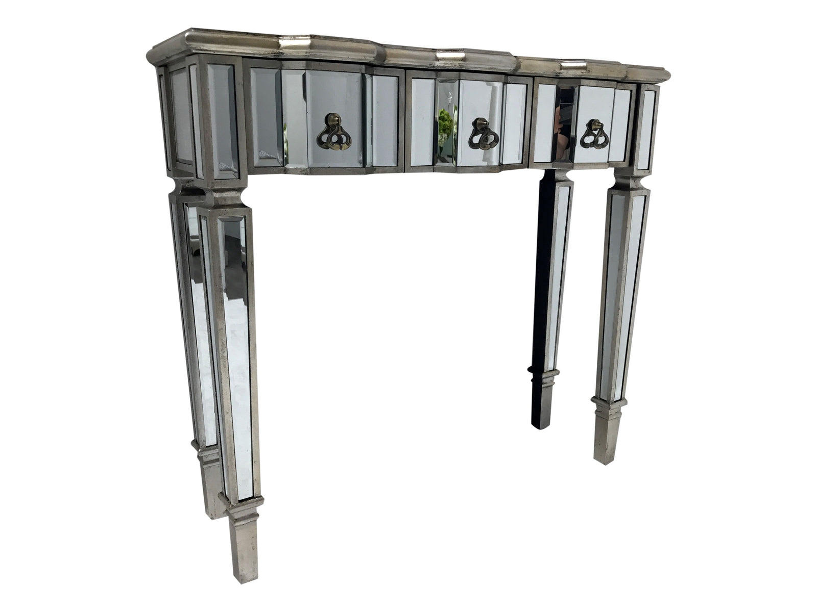 Mirrored Console Table With 3 Drawers in Vintage Finish