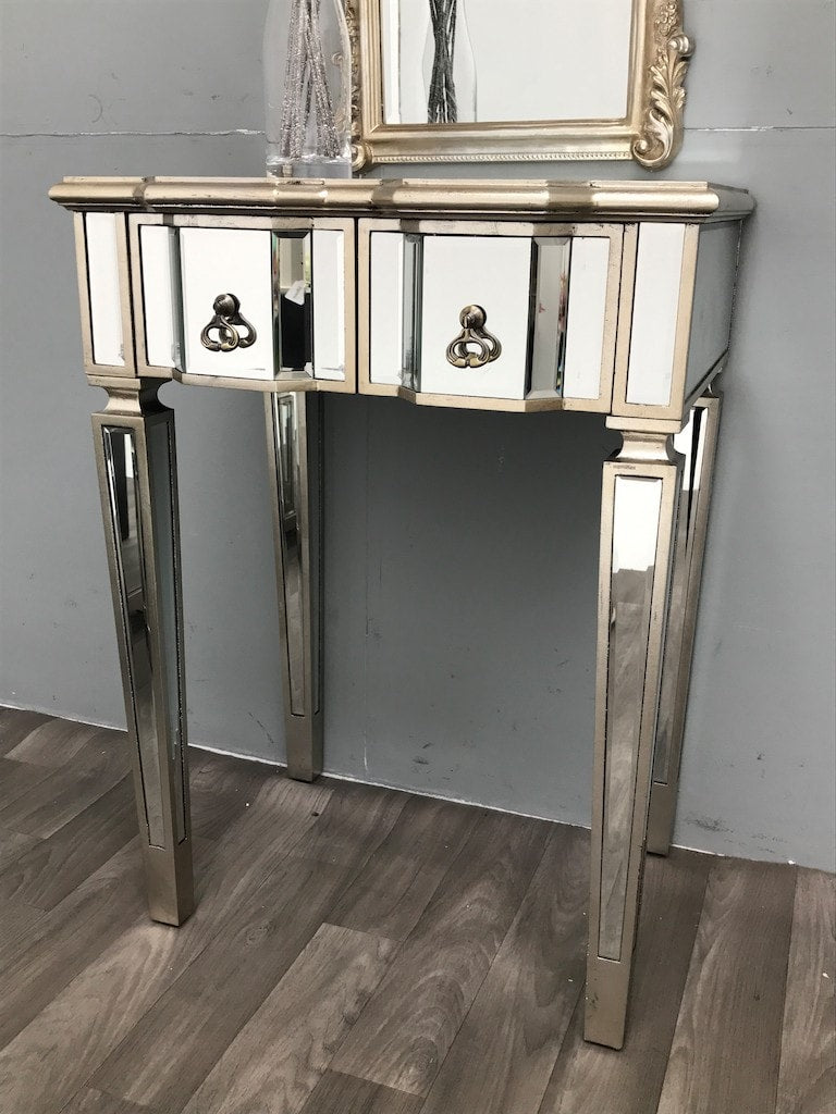Silver Mirrored Dressing Table - slim design