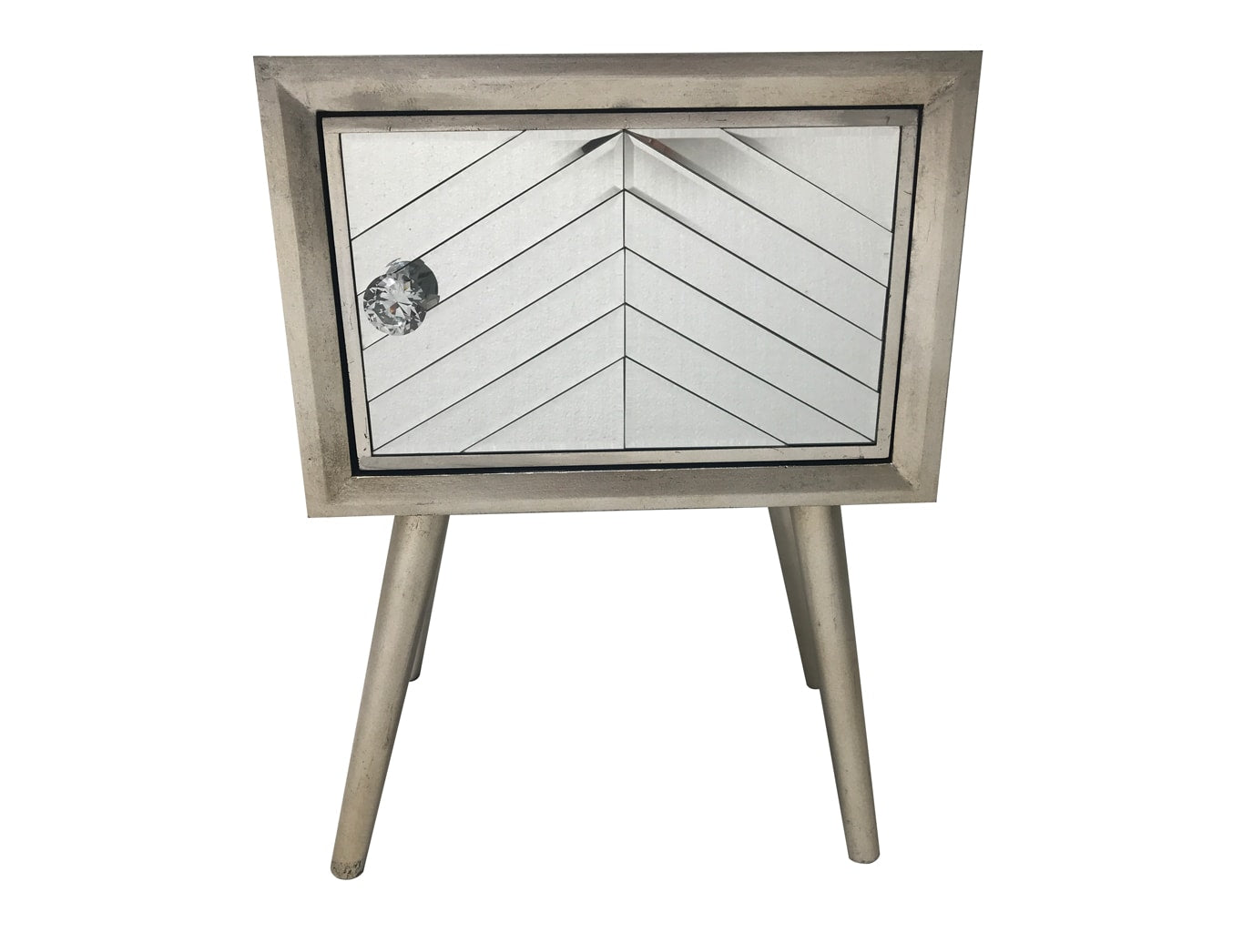 Pair of Mirrored Bedside Cabinets in silver finish