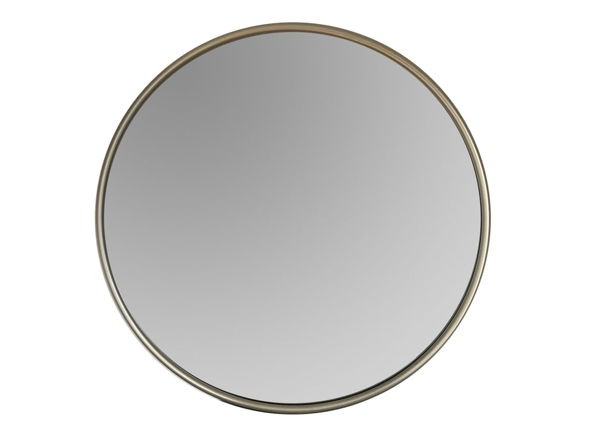 Round Silver Wall Mirror in Contemporary Frame