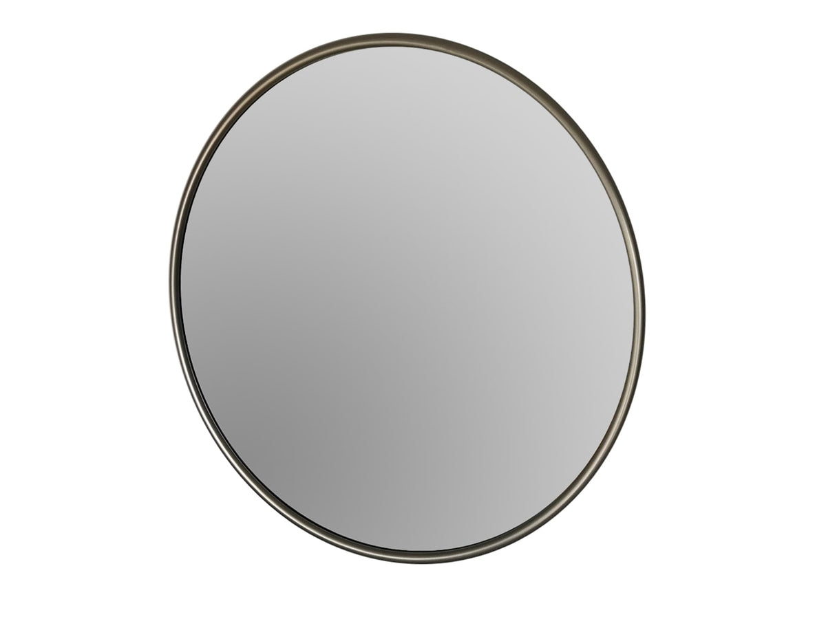 Contemporary Round Mirror in Silver Metal Frame