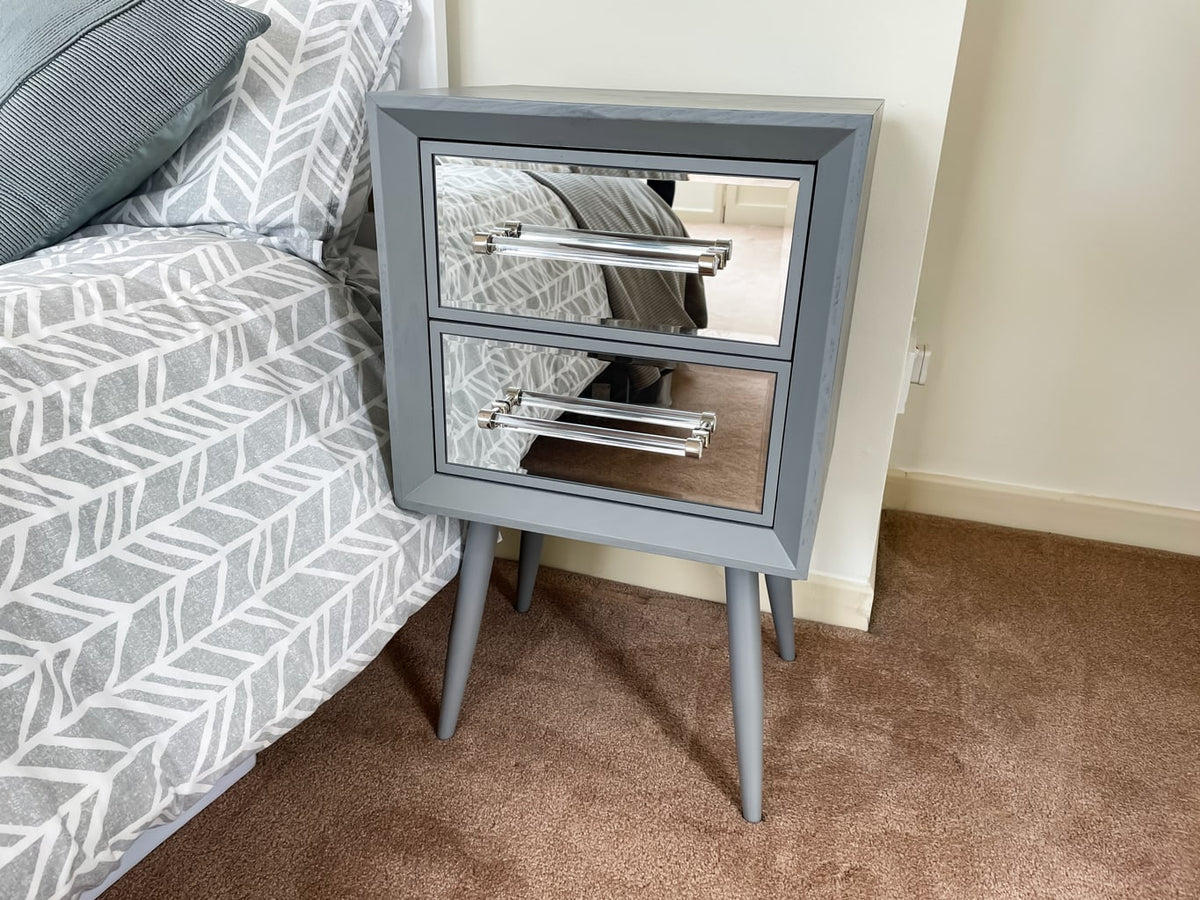 Carnaby Mirrored Bedside Table with 2 Draws