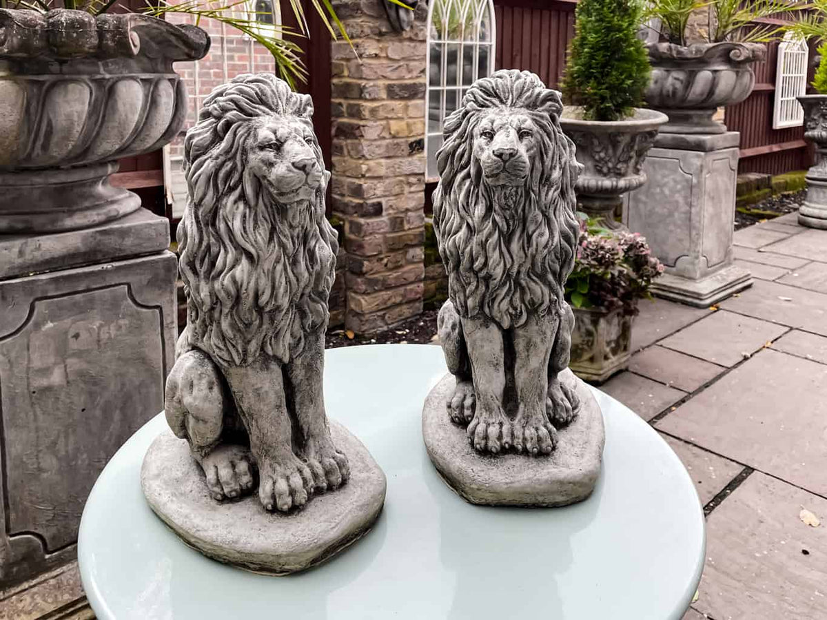 Upright Sitting Lion Natural Stone garden  Statue