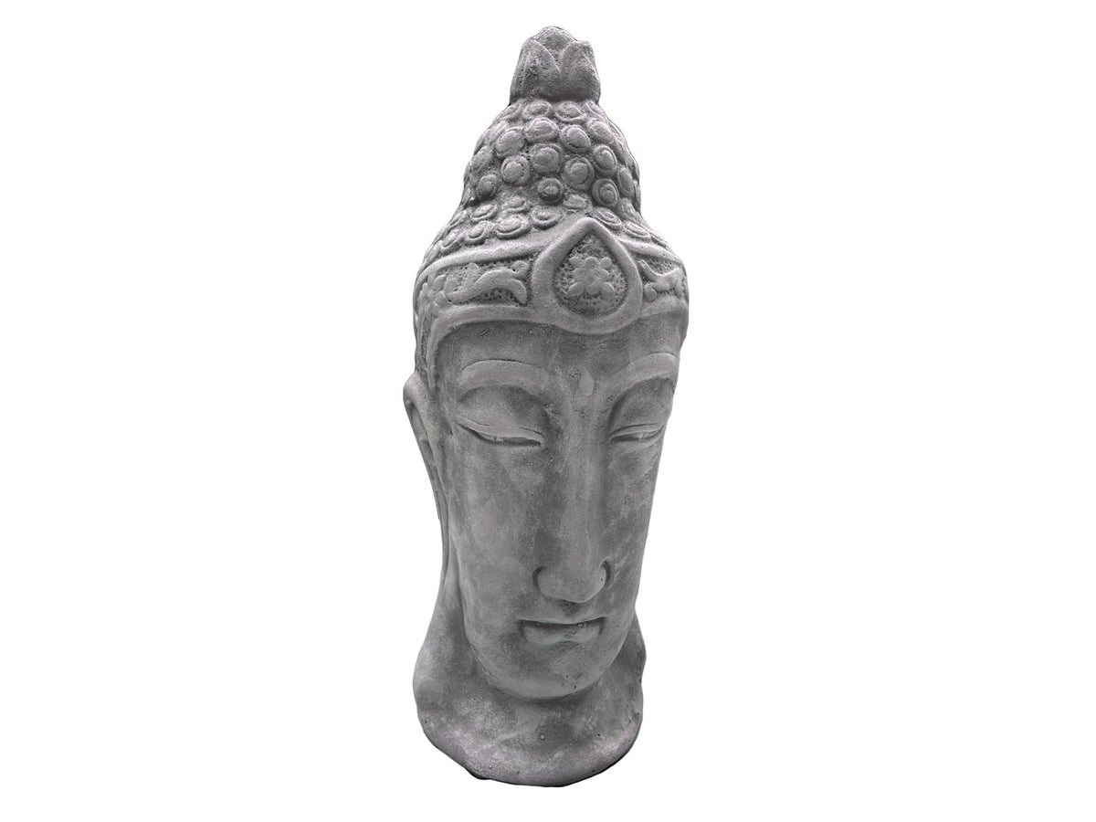 Buddha&#39;s Head White Stone Statue