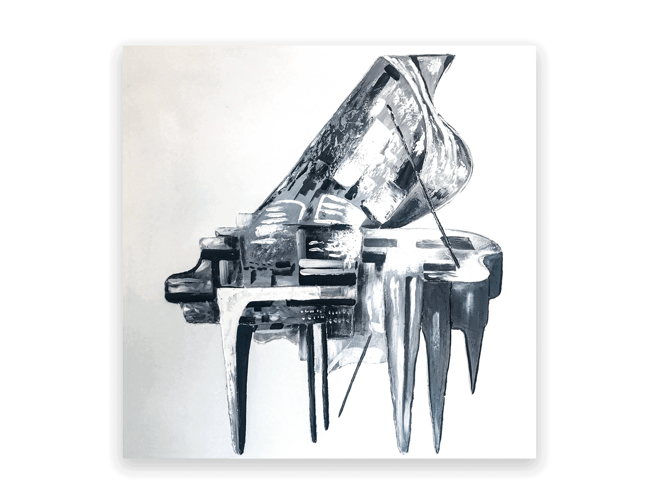 Grey Piano Painting on Canvas Wall Art
