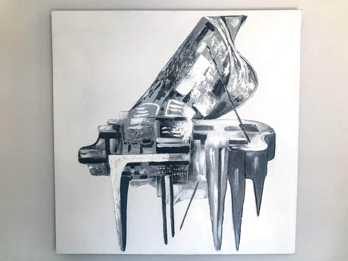 Abstract Grey Piano Painting on Canvas