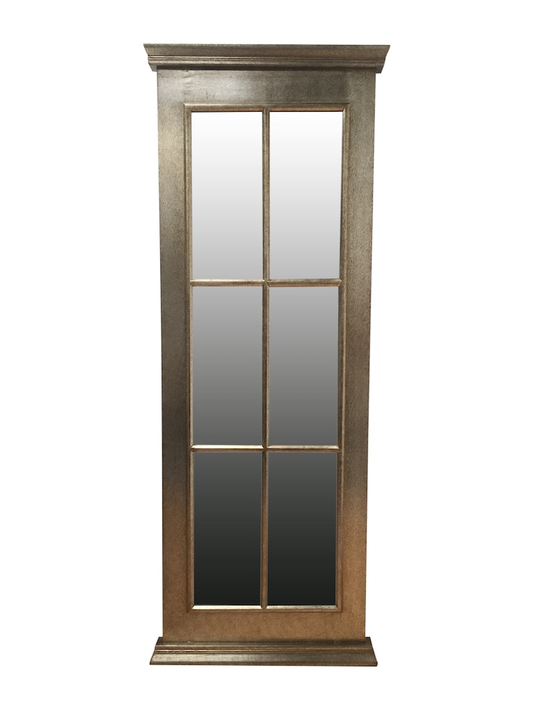 Window Mirror with 6 Glass Panels in Antiqued Silver Frame