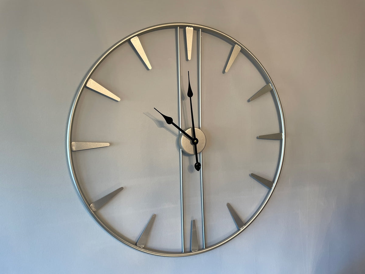 Analogue Metal Skeleton Wall Clock in Antiqued Silver